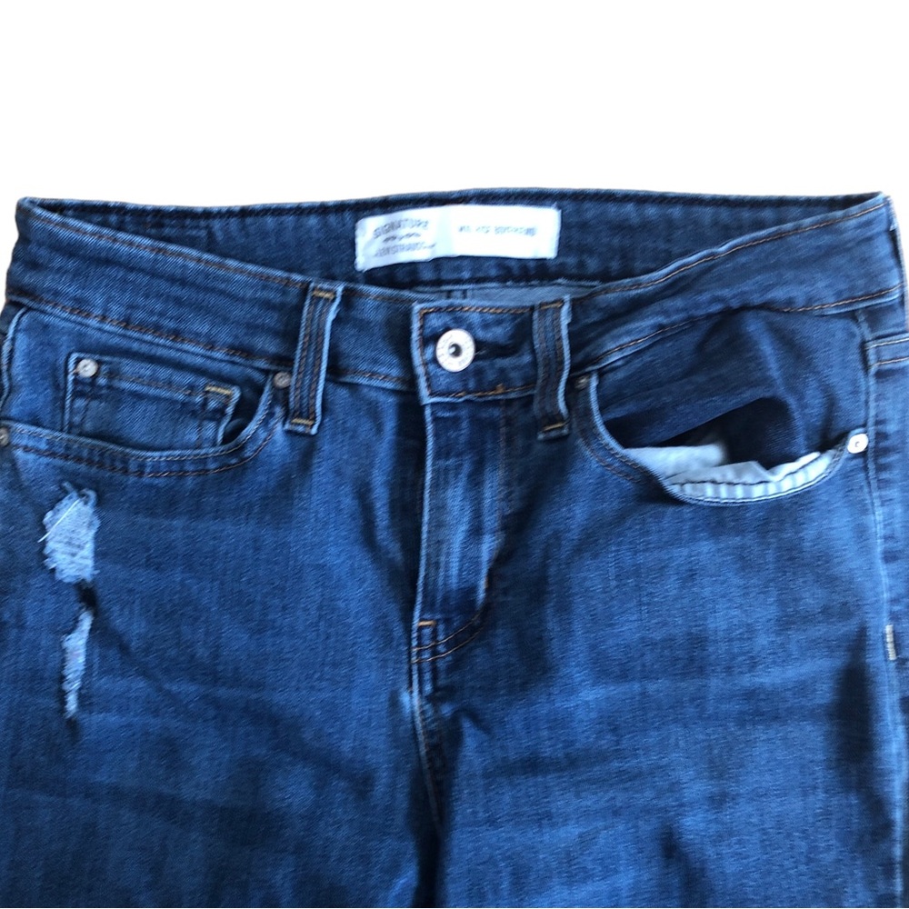 Levi’s Levi Strauss Mid-rise Boyfriend Dark Wash Distressed Denim Jeans - Picture 3 of 7